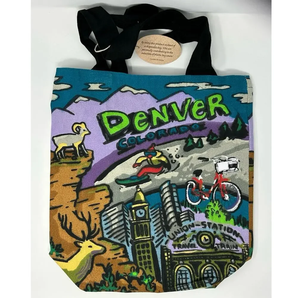 Art Studio Company NEW Denver Shopper Artsy Scenic Canvas Reusable Tote Bag